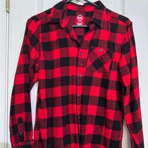 Wonder Nation Red and Black Plaid Button Down Shirt